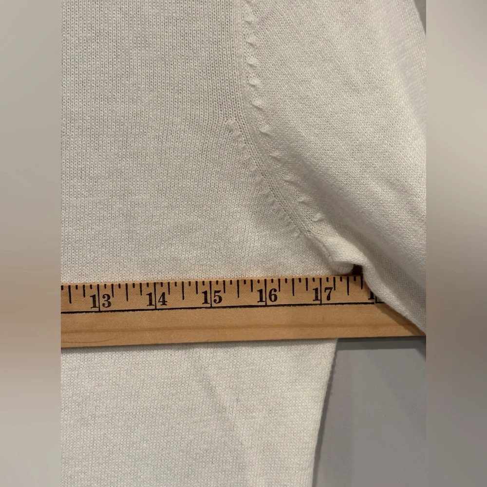 Lacoste V Neck Beige Cream Sweater Colton and cashmere Size 38 - Picture 8 of 9